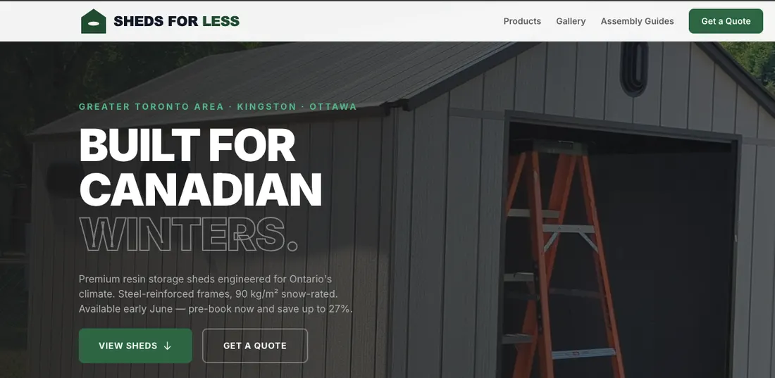 shedsforless.ca landing page