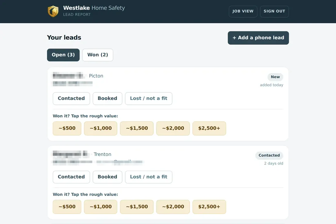 Westlake Home Safety lead portal
